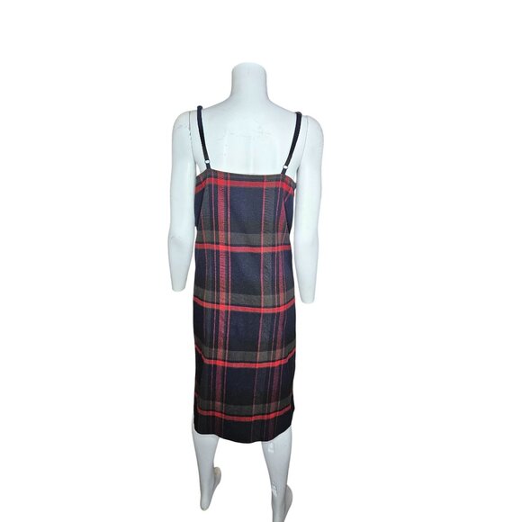BP. Plaid Black & Red Sleeveless Midi Dress With Ruffle Detail Women Size M - Picture 3 of 8